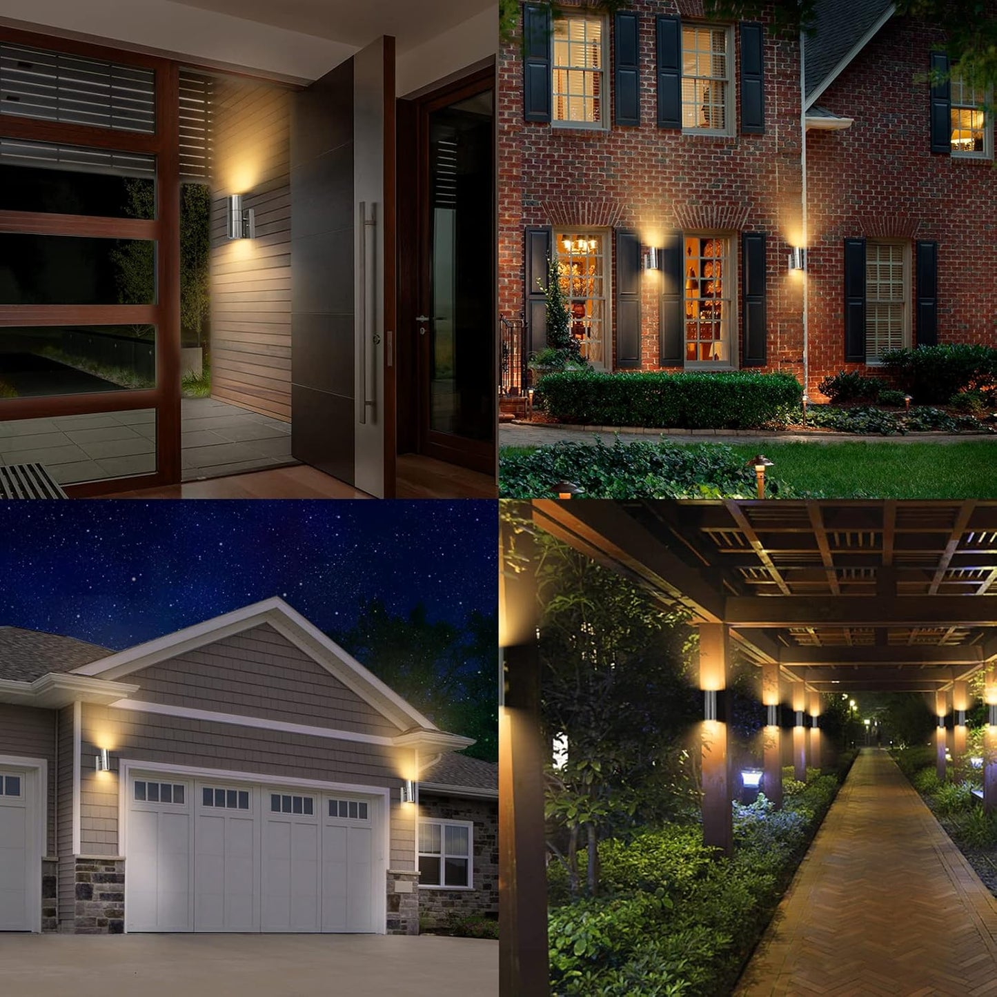 Applique Led in Acciaio Inox, Illuminazione Moderna per Esterni Con Interruttore Crepuscolare Ip44 Illuminazione Verso L'Alto E Verso Il Basso Per, Incl. Lampadina Gu10 5W 500Lm Bianco Caldo