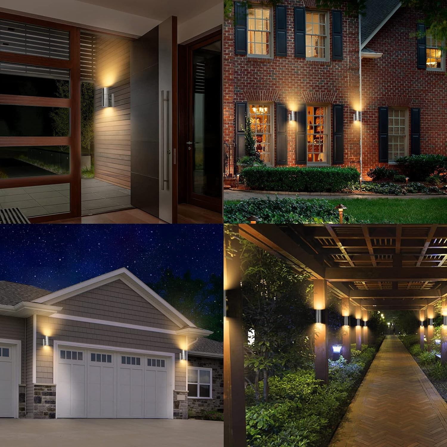 Applique Led in Acciaio Inox, Illuminazione Moderna per Esterni Con Interruttore Crepuscolare Ip44 Illuminazione Verso L'Alto E Verso Il Basso Per, Incl. Lampadina Gu10 5W 500Lm Bianco Caldo