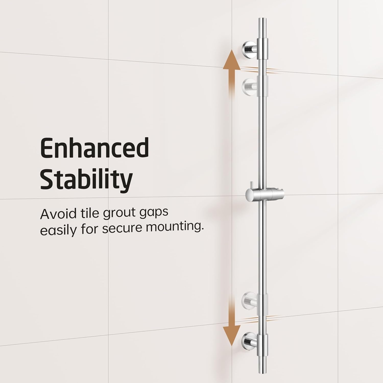 Colonna Doccia Saliscendi Doccia Acciaio Inox, Asta Doccia Con Supporto Soffione Regolabile, Lucido 100CM, F209S100-PS