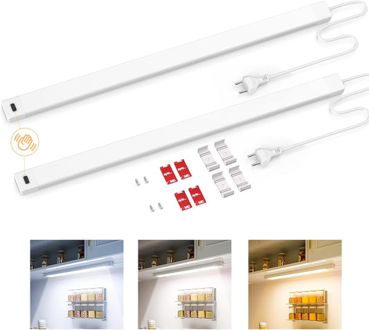 SIBI LIGHTING Luce LED sottopensile dimmerabile, 41 cm 5 modalità colore Striscia luminosa con sensore senza contatto, Luce LED sottopensile da cucina Illuminazione sottopensile per cucine, armadi, banchi da lavoro, confezione da 2