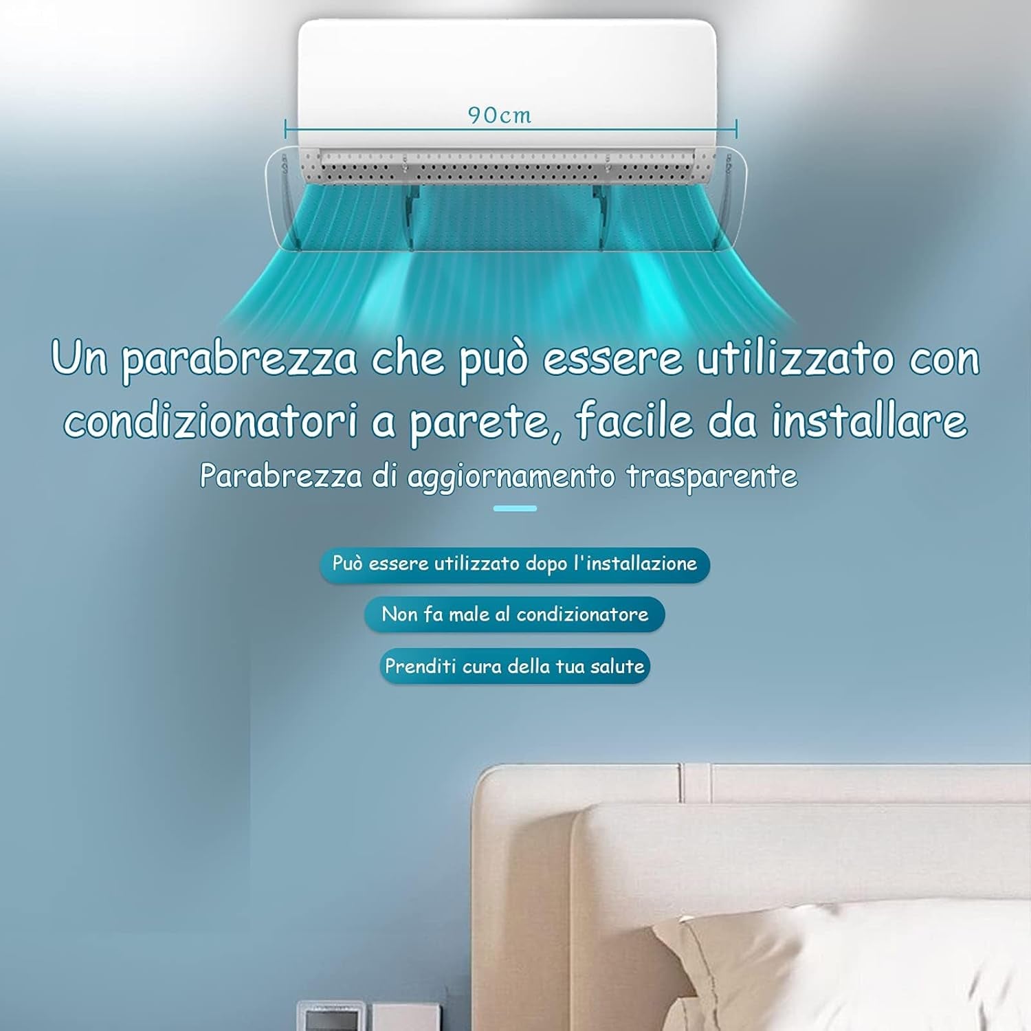 Deflettore Del Condizionatore D'Aria, Deflettore Del Condizionatore D'Aria Sospeso Dall'Alto per Casa/Ufficio Trasparente