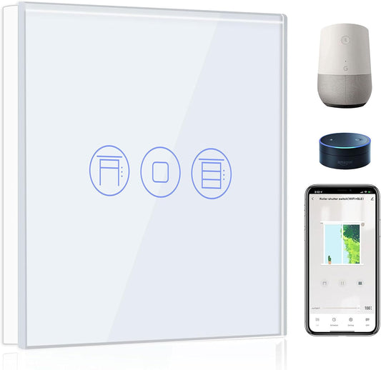 Interruttore Intelligente Wi-Fi per Tapparelle, Telecomando E Funzione Timer Con Smart Life/Tuya APP, Funziona Con Alexa Echo E Google Home, Interruttore per Tapparelle Wifi Con Pannello Touch