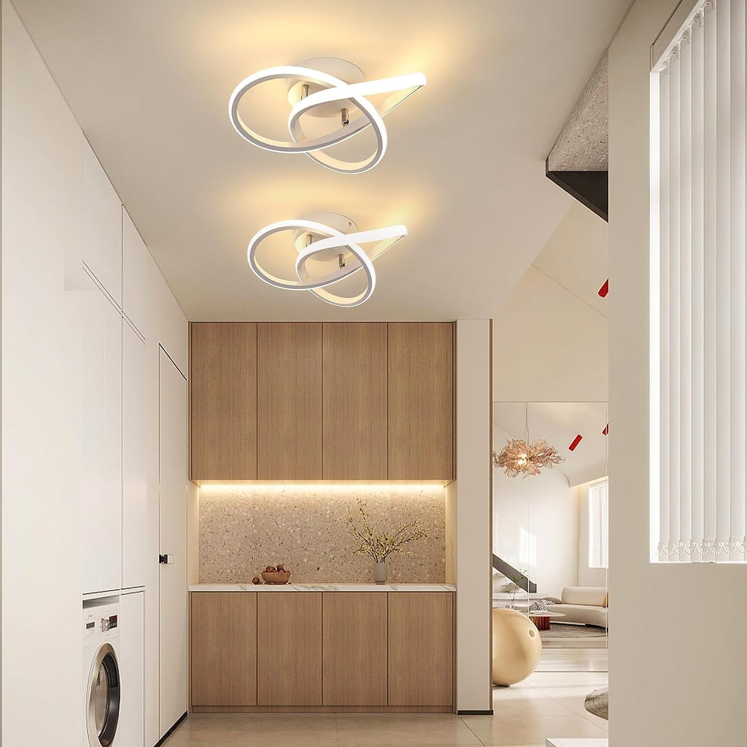 Plafoniera LED Soffitto, 30W 3300LM Lampada Da Soffitto Moderna, Luce Bianca Calda 3000K, Design Fiore Acrilico Lampadario LED Soffitto Bianco per Camera Da Letto Soggiorno Cucina
