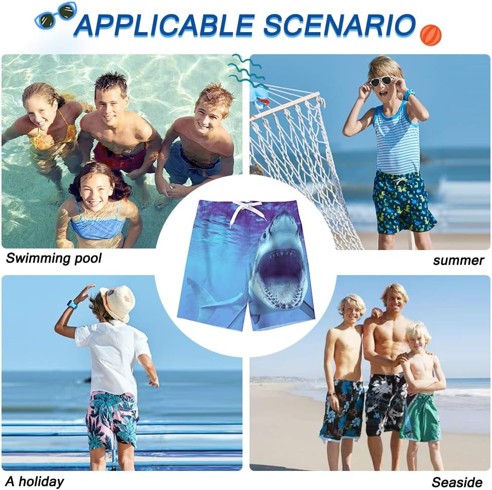 Pantaloncini Da Bagno Bambino Ragazzi 3D Graphic Costume Da Bagno Estate Asciugatura Veloce Pantaloncini Da Spiaggia Con Fodera in Rete 6-14 Anni