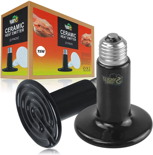Confezione Da 2 Emettitori Di Calore in Ceramica Da 75 W, Lampade Riscaldanti per Rettili, Lampada Riscaldante in Ceramica per Rettili, Anfibi, Pollo, Cane, Gatto