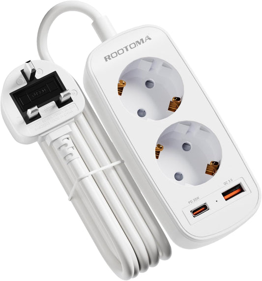 Adattatore Presa Inglese, Adattatore UK Con Ricarica Rapida USB PD20W, Adattatore Presa a 2 Vie Cavo Inghilterra Tipo G Da 1,5 M Adattatore Regno Unito per Londra, Irlanda, Cipro, Dubai, Singapore