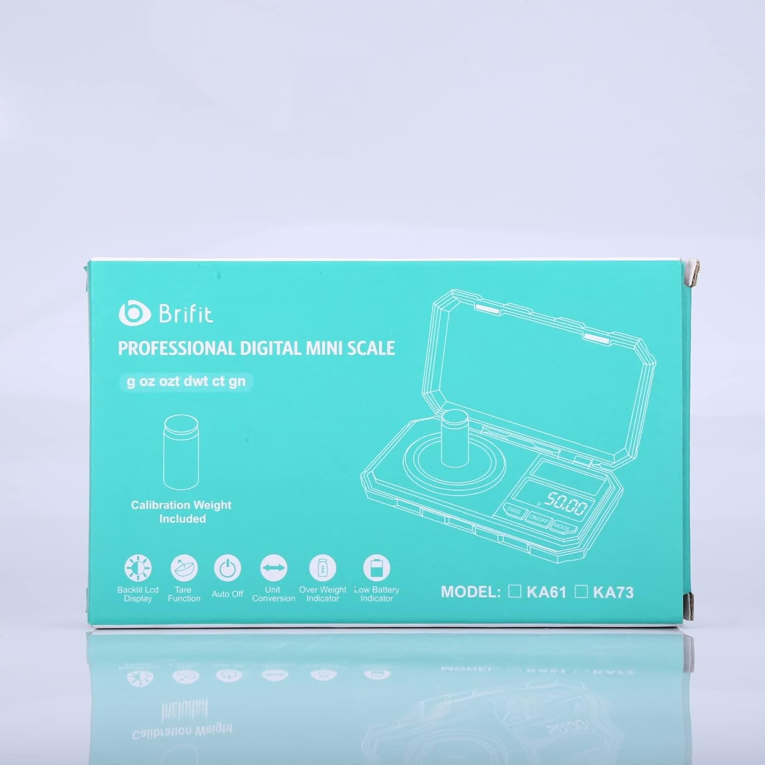 Báscula Digital De Precisión 50G/0.001G,  Mini Bilancia Da Cucina Con Peso Di Calibrazione 50 G E Pinzette, Bilancia Tascabile Con Display Tara E Retroilluminato (Batterie Incluse) - Blu
