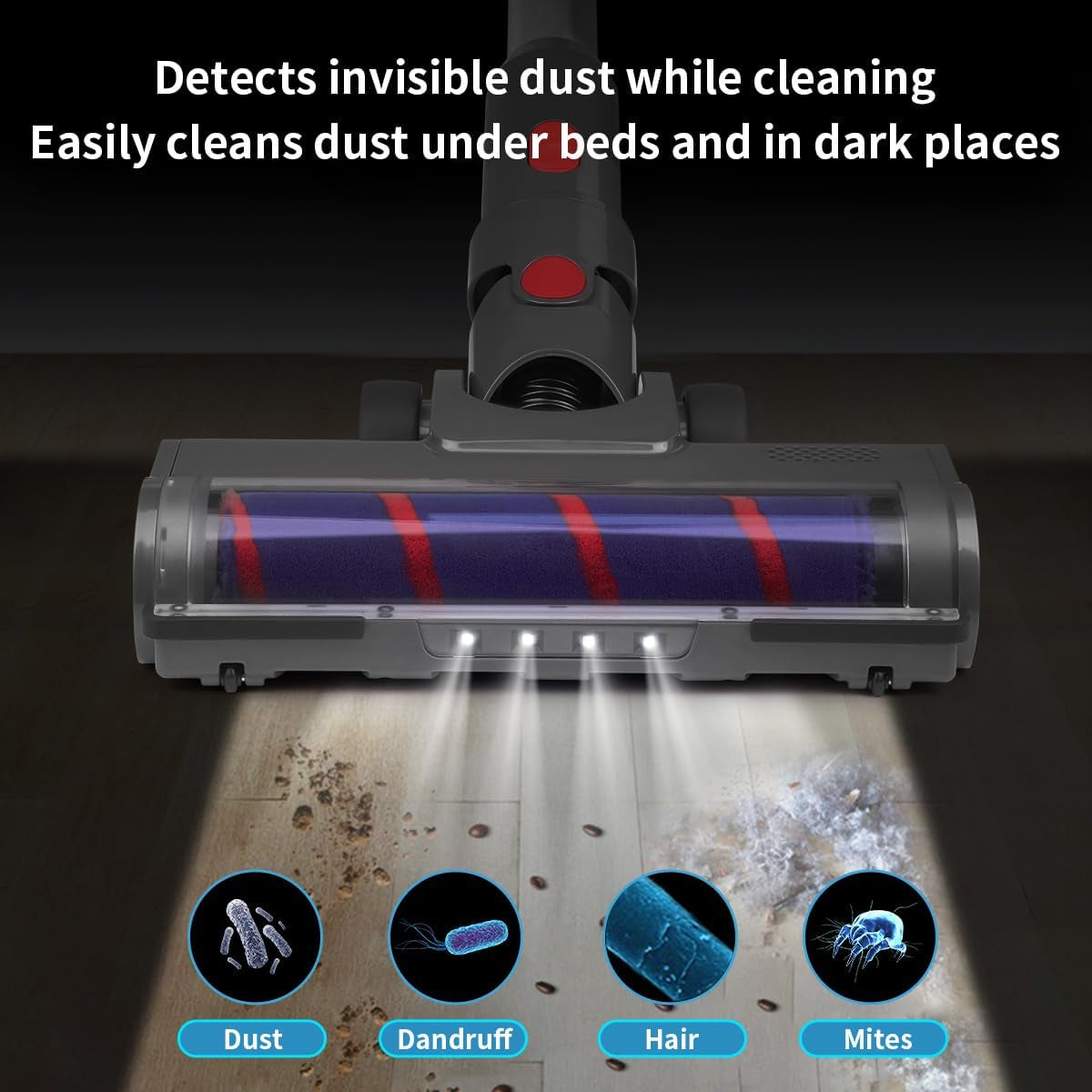 Spazzola Compatibile Con Dyson V7, V8, V10, V11, V15, Spazzola Soft Roller Con Azionamento Diretto E 4 Luci LED per Pavimenti Duri