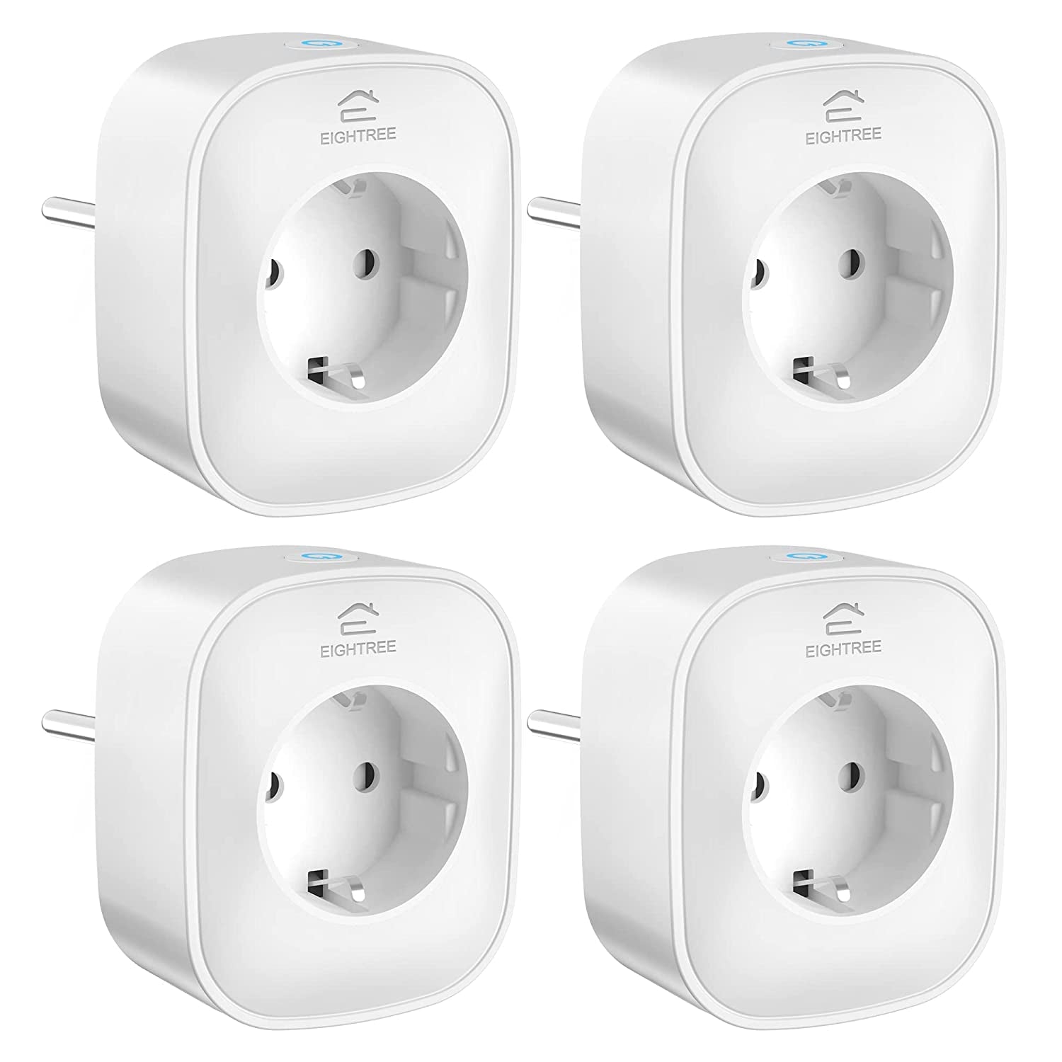 Presa Smart Alexa , Presa Wifi(Schuko), Presa Intelligente Con Monitoraggio Energia, Presa Temporizzata, Controllo Remoto, Compatibile Con Alexa, Google Home E Smartthings, 16A 3680W, 4 Pezzi