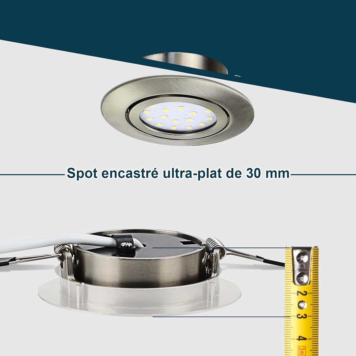 6X 5W Faretti LED Da Incasso per Cartongesso Orientabile 40°,450LM Luce Naturale,Foro 70-75Mm per Interno Cucina,Ultra Slim 30Mm,Faretti Led Soffitto 220V