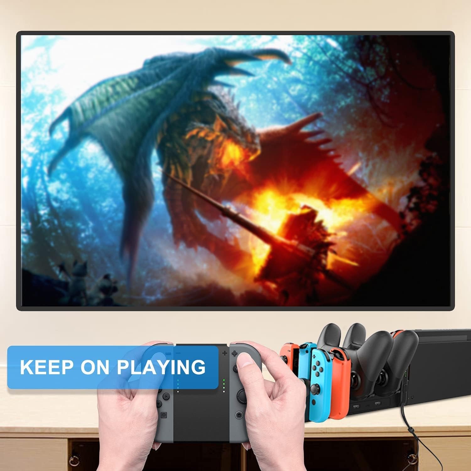 Dock Di Ricarica Compatibile Con Controller Nintendo Switch Pro E per Joy Cons E Modello OLED per Joycon, Caricabatterie Multifunzione per Switch Con 2 Spine USB 2.0 E Porte 2.0