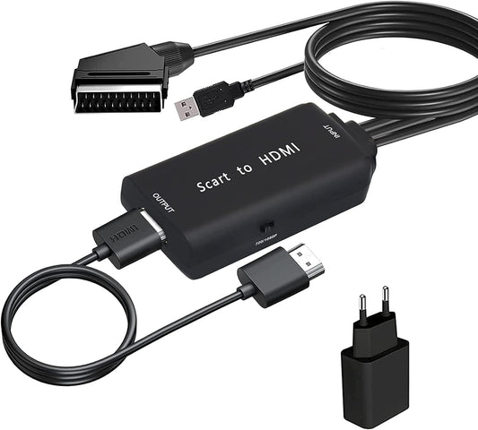 Adattatore Peritel a HDMI Con Cavi SCART E HDMI, 1080P Convertitore Cavo Peritel HDMI Compatibile Con NTSC PAL, Adattatore Scart SCART HDMI per TV Xbox Sky DVD Player