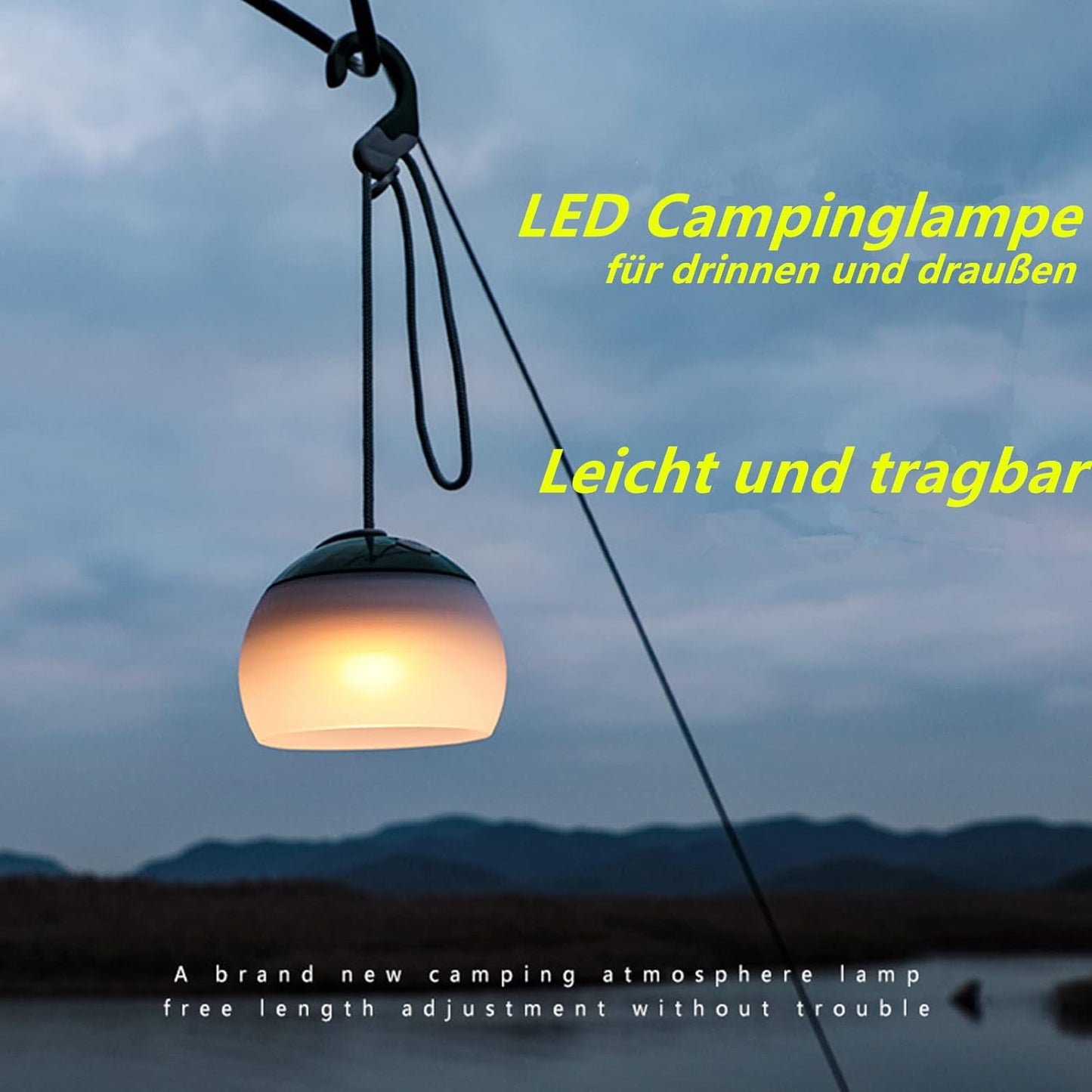 Lampada Da Campeggio a LED, 320 Lumen, 2 Colori, 3 Modalità Di Luce, Infrangibile, 4000 Mah, Banca Di Emergenza IPX5, Impermeabile Da Campeggio, Lanterna USB C, Ricaricabile, Emergenza, Decorazione