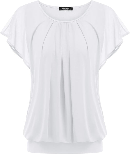 Camicetta Donna Maniche Dolman Corte Elegante Casual Top Blusa T-Shirt Con Collo Tondo Top in Rete