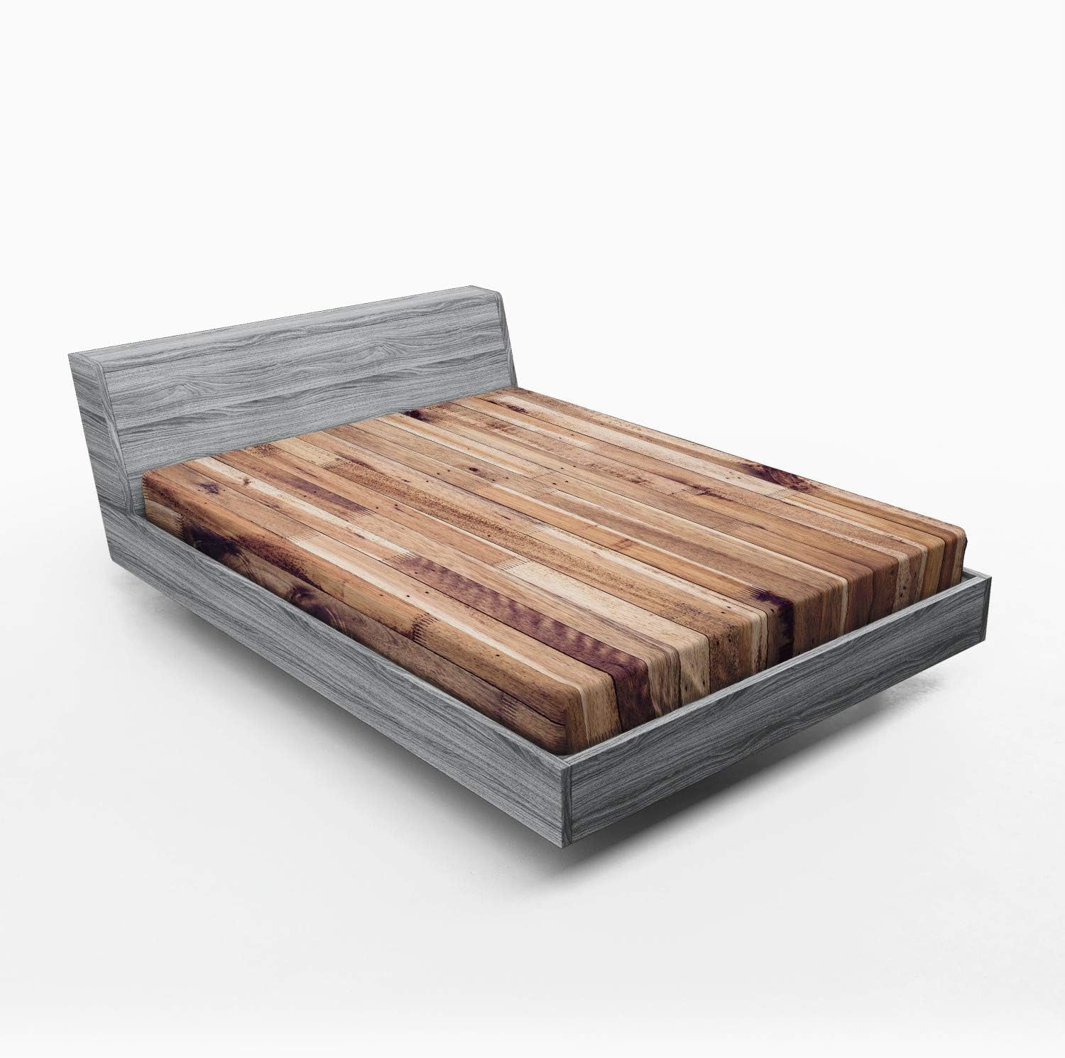 Legno Rustico Lenzuolo Con Angoli, Invecchiato Modello Plance, Morbido Tessuto Decorativo Da Letto Tasca Elastica a Tutto Tondo, 140 Cm X 200 Cm, Prugna Di Mandorle