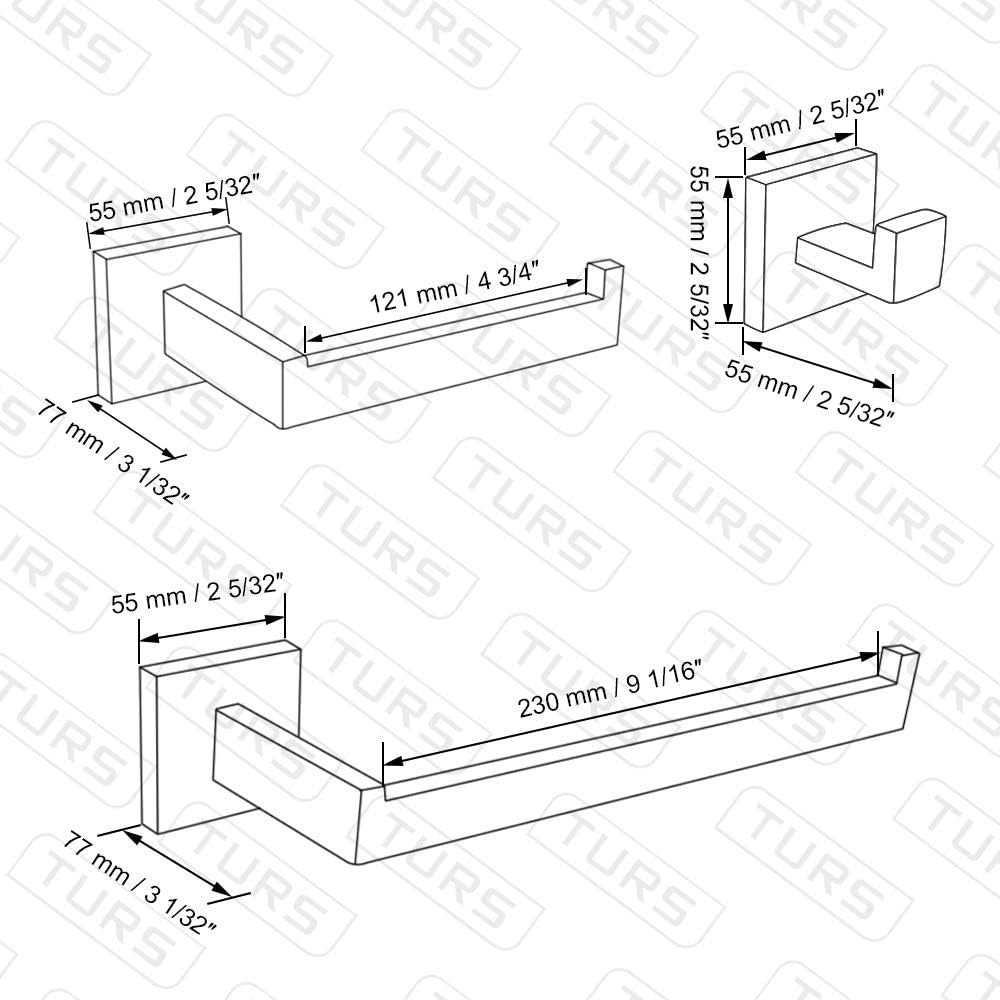 4-Pezzo Attrezzatura Bagno Set Invitornono Carta Toilette Orssista Asciugamano Bar/Holder Robe Gancio Aparete Montaggio, Finitura Polacca, Q7X4-P