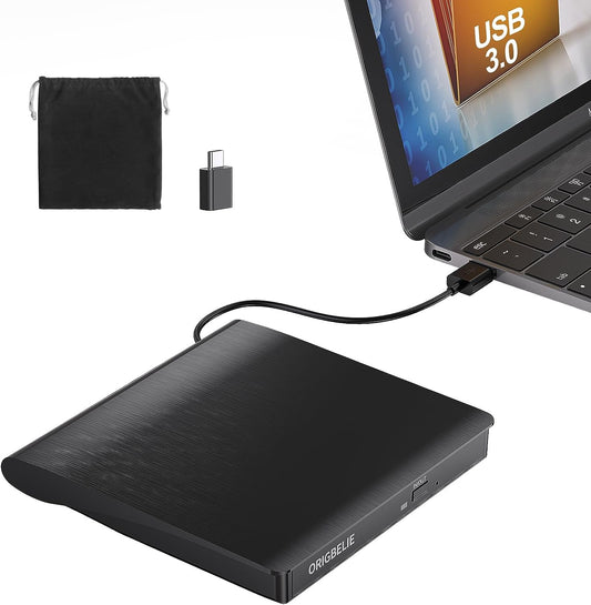 Lettore CD Esterno USB 3.0 DVD-R CD-RW Drive, Plug&Play Masterizzatore DVD Esterno, Ultra Magro Lettore DVD Portatile per PC Desktop Macbook Air/Pro Windows 11/10/8/7/XP Vista Linux Mac OS