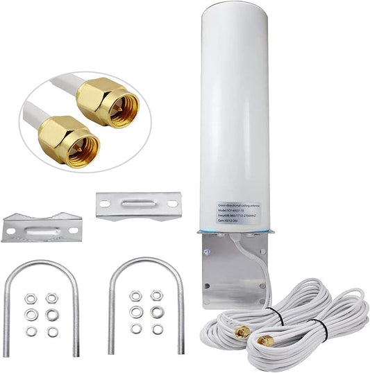 Antenna 4G LTE Esterno Mimo Omnidirezionale 698-2700 Mhz Connettore Sma,Con Adattatore CRC9 Ts9,Guadagno Fino 12 Dbi, per Router 4G Router Hotspot Mobile Wireless Home Phone(Cavo 2 X 5M)