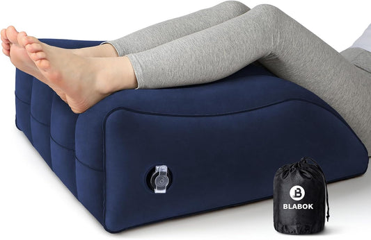 Cuscino per Gambe, Cuscino Alza Gambe per Gonfiore, Circolazione, Recupero Da Chirurgia E Lesioni, Cuscino per Gambe Gonfiabile per Anca, Piede, Caviglia, Gamba, Dolore Alla Schiena (Blu)