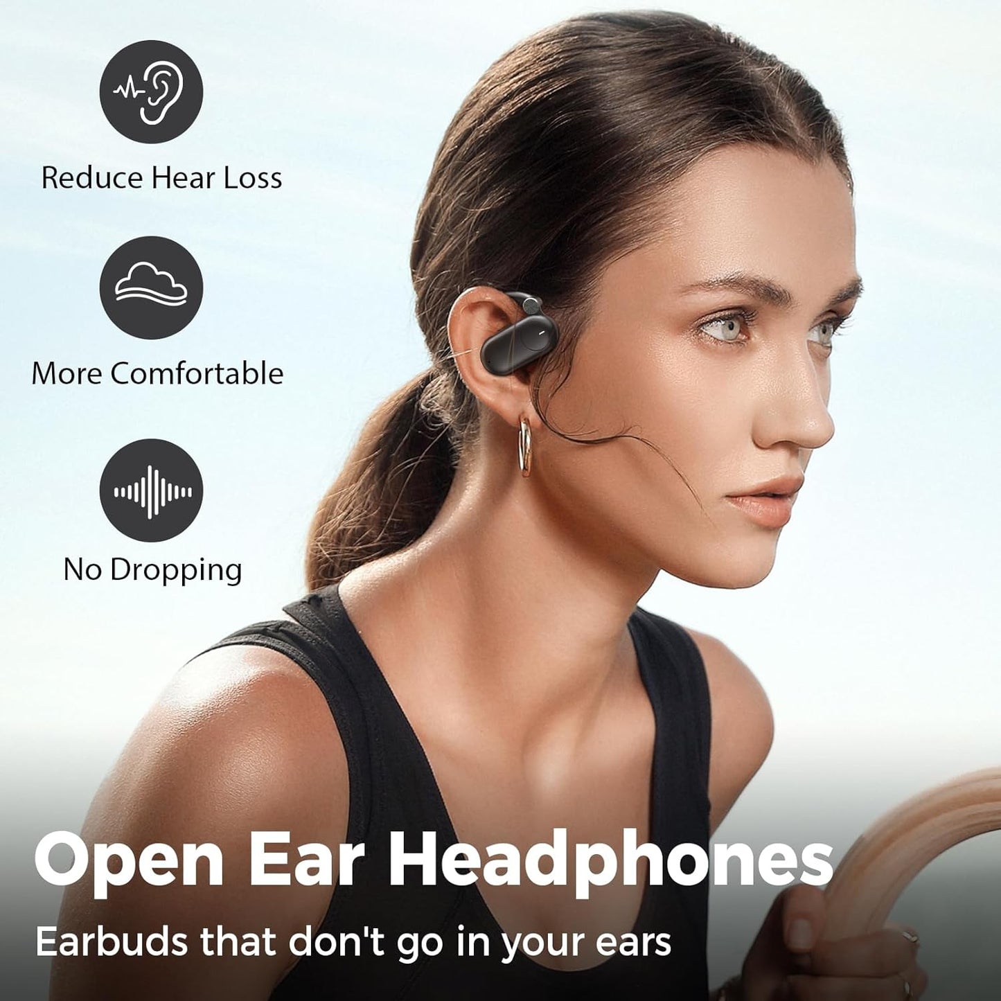 Open Ear Cuffie Senza Fili Bluetooth 5.3 IPX7 Impermeabile Sport Cuffie Con Archetto Girevole 60 Ore Di Gioco, Cuffie ENC Con Cancellazione Del Rumore per Corsa E Ciclismo