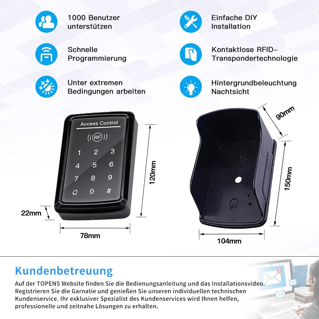 TC175P - Controllo Di Accesso Cablato Con Tastiera Digitale per Sistema Di Sicurezza PIN Con Codice Password Impermeabile