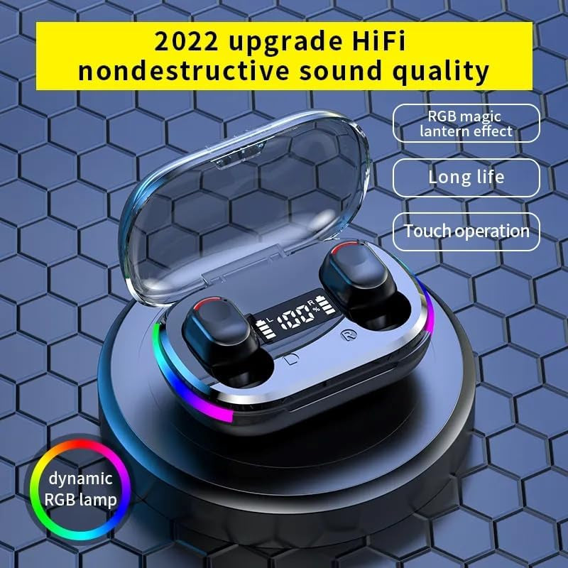 Cuffie Wireless AI-7B, Cuffie Wireless Bluetooth 5.3, Cuffie Stereo Bluetooth Hifi Con Display a LED Nell'Orecchio Controllo Tattile Con Cancellazione Del Rumore IP7 Impermeabile