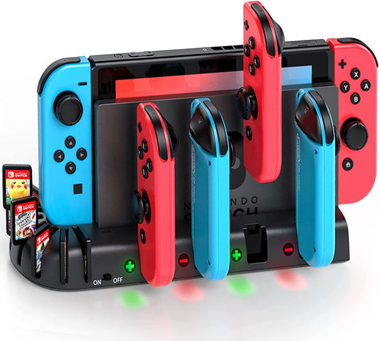 Caricatore Joy-Con per Nintendo Switch/Switch OLED, Ricarica Controller per Nintendo Swtich, Con 8 Slot Di Giochi