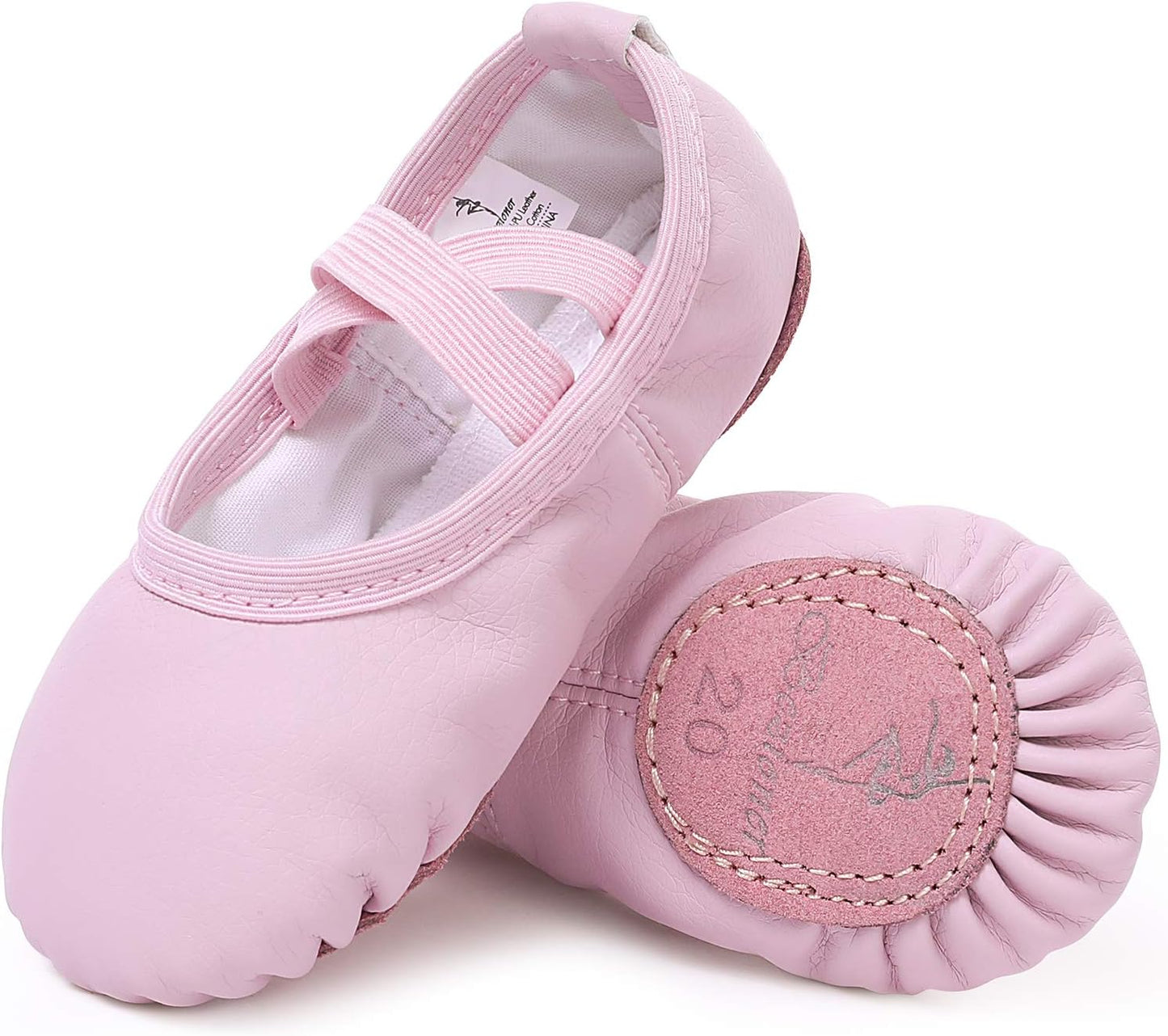 Scarpette Da Danza Classica in Pelle Scarpe Da Ballerina Mezza Punta Suola Spezzata per Bambina Ragazze E Donna