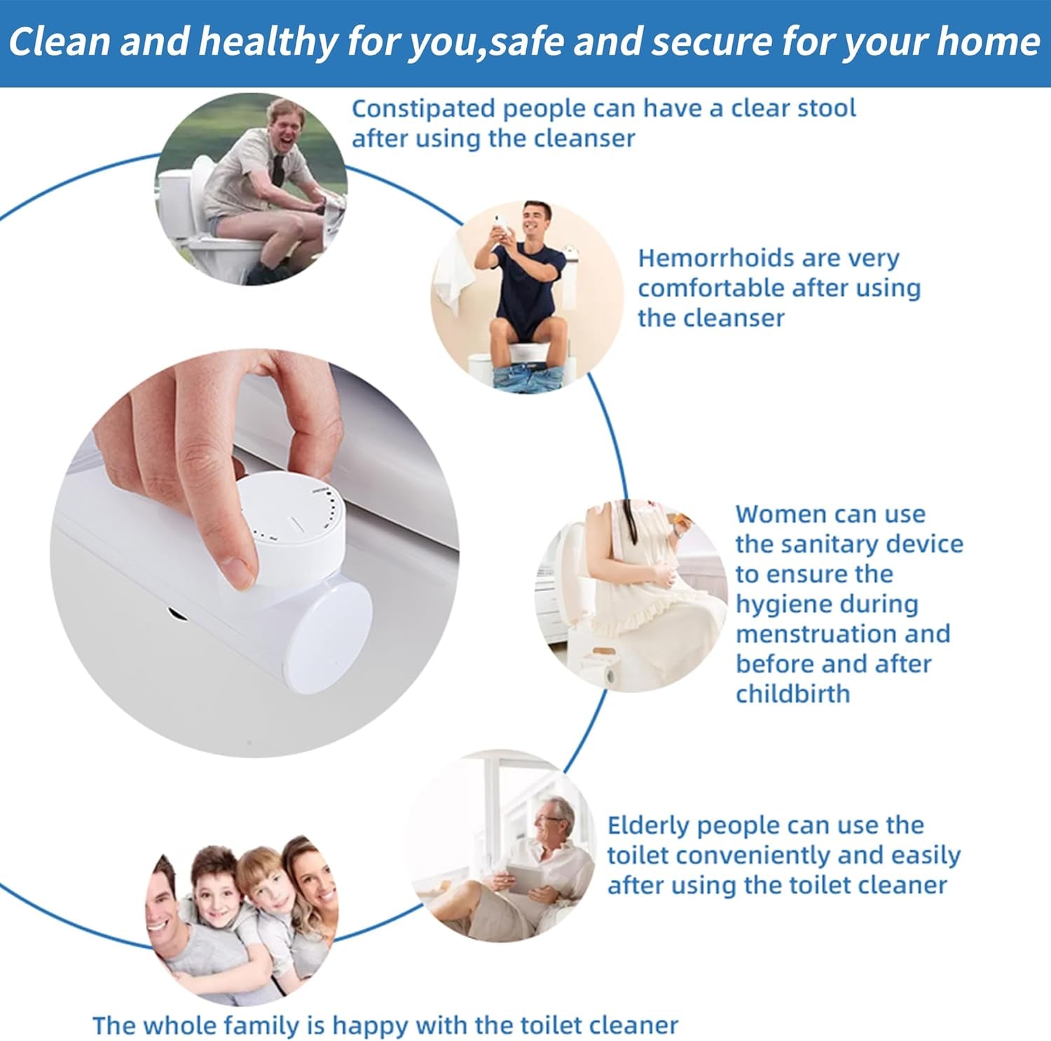 Bidet Ultra Sottile E Minimalista per Acqua Fredda E Calda Con 2 Tubi Intrecciati in Acciaio Inossidabile Doppio Ugello Autopulente Retrattile Pressostato Regolabile