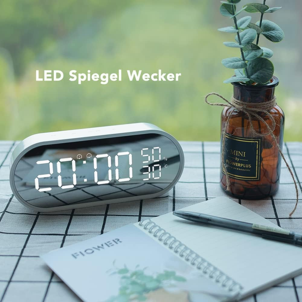 Sveglia Digitale Con Grande LED, Indicatore Di Temperatura E Umidità, Porta Di Ricarica USB, Doppio Allarme Con Modalità Snooze, Sveglia per Scrivania in Camera Da Letto