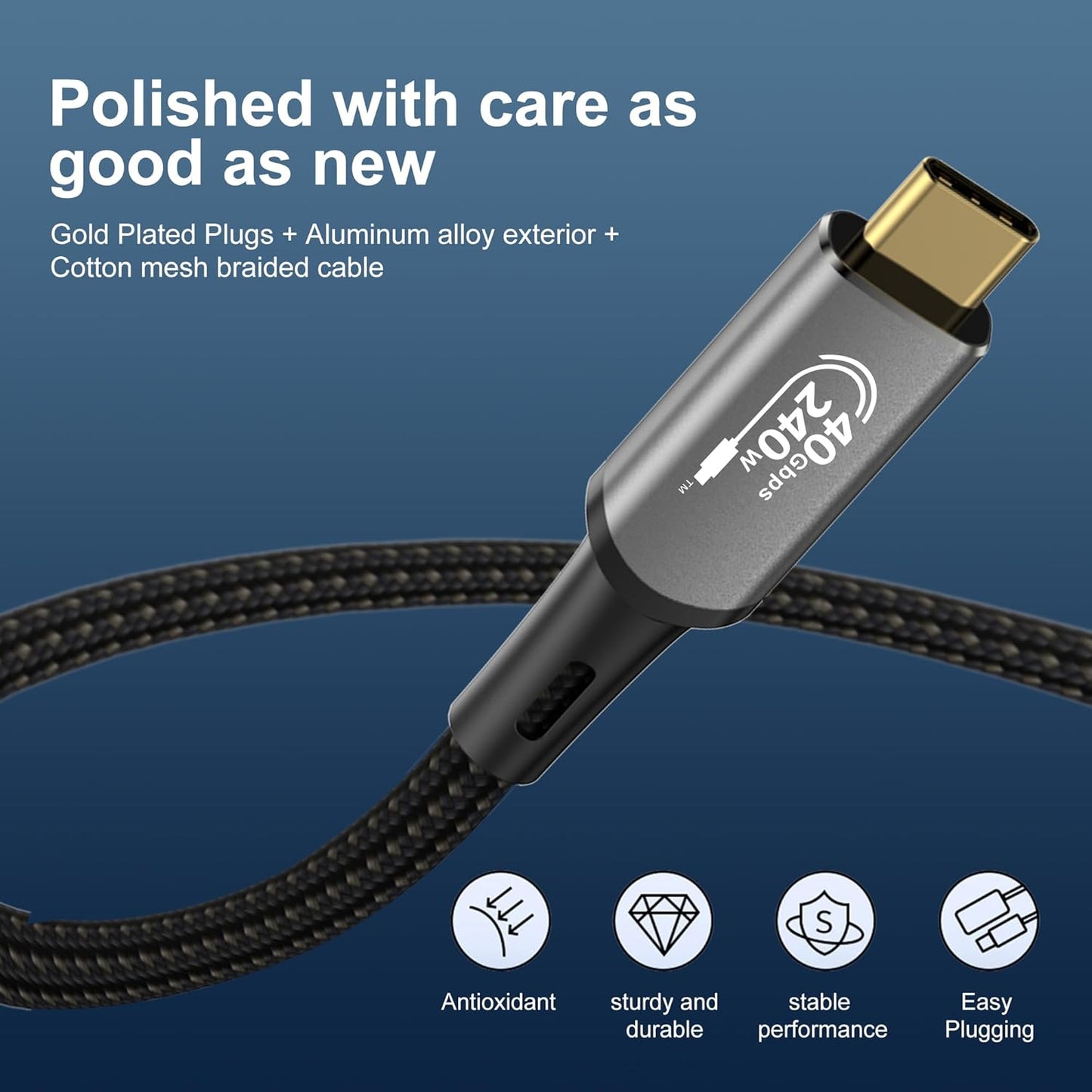 Cavo USB 4, Con Cavo Thunderbolt 4, Cavo Di Ricarica Da 240 W, Cavo Dati Da 40 Gbps, 8 K a 60 Hz, 4 K120 Hz, HDR, PD3.1, USB C a USB C, per Hub, Dock Macbook, M1 M2, M3, Mac Studio SSD, Laptop,
