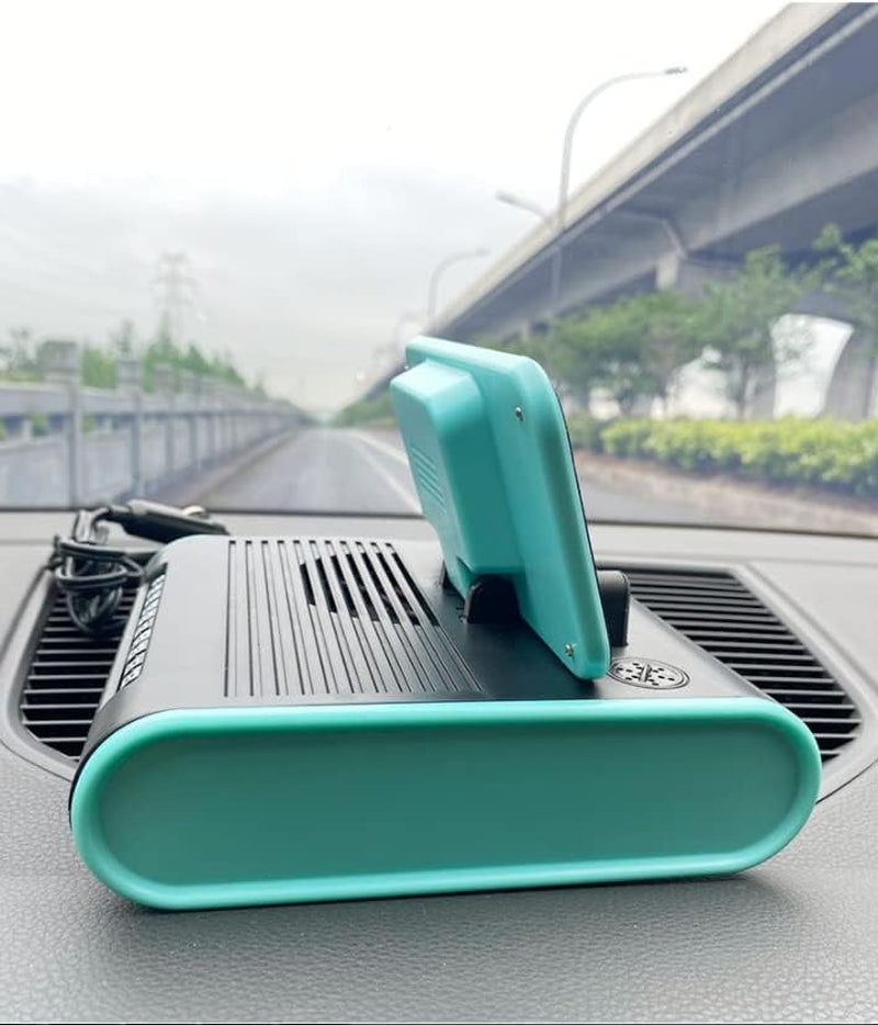 Ventilatore per Auto 24V, Ventilatore per Auto Creativo Vento Forte Quattro in Uno Piccolo Ventilatore Freddo Con Supporto Di Ricarica Wireless, Viene Fornito Con Aromaterapia, per Camion SUV