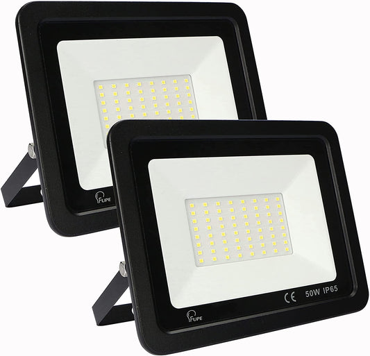 Faretto Led Da Esterno 50W,Faretti Led Esterno 5000LM,72 LED 4500K Bianca Neutra Faro Led Esterno, Faretto Da Esterno IP65 Impermeabile,Per Giardino,Cortile,Garage【2 Pezzi Nero】