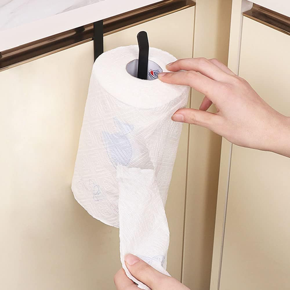 2 Pack Paper Towel Holder under Cabinet New Upgrade Paper Towel Racks No Drilling Kitchen Sliding Paper Rolls Rack Durable Paper Holder for Kitchen Pantry Bathroom Toilet,Black