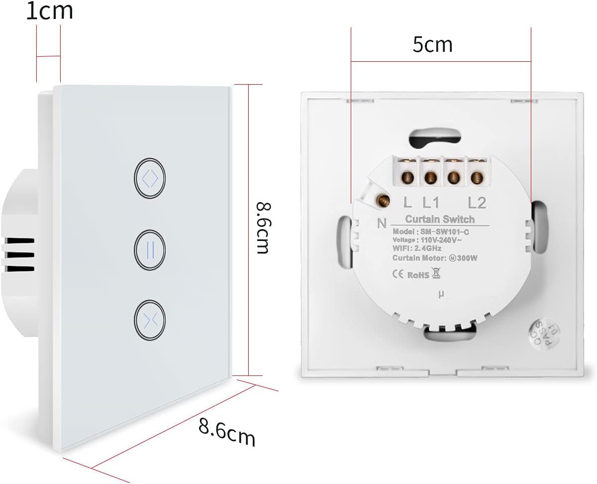 Interruttore per Tapparelle WLAN, Interruttore per Tapparelle Alexa, Compatibile Con Alexa E Google Home, Controllo Tramite App E Funzione Timer