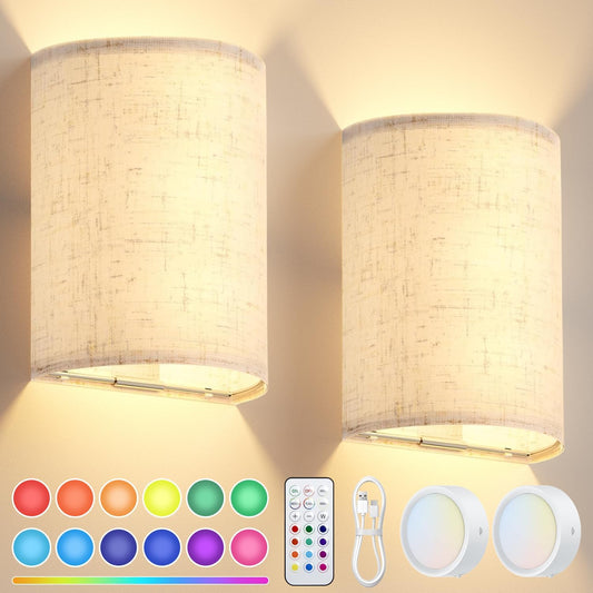 Lampada Da Parete Interna 2 Pezzi, Lampada Da Parete USB Con Telecomando, Dimmerabile, Lampada Da Parete RGB 18 Colori, Luce Notturna Ricaricabile per Camera Da Letto, Scale, Soggiorno