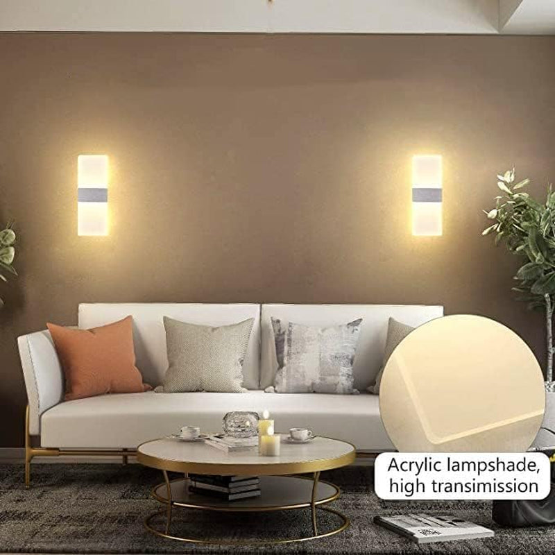 Applique Da Parete Interno, LED Moderno Lampada Da Parete, 12W 3000K up down Illuminazione Da Parete per Camera Da Letto Corridoio Soggiorno Scala (Bianco Caldo)