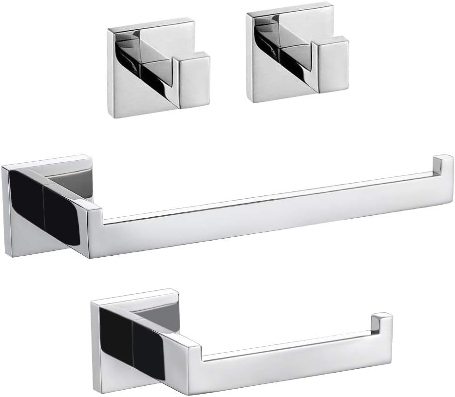 4-Pezzo Attrezzatura Bagno Set Invitornono Carta Toilette Orssista Asciugamano Bar/Holder Robe Gancio Aparete Montaggio, Finitura Polacca, Q7X4-P