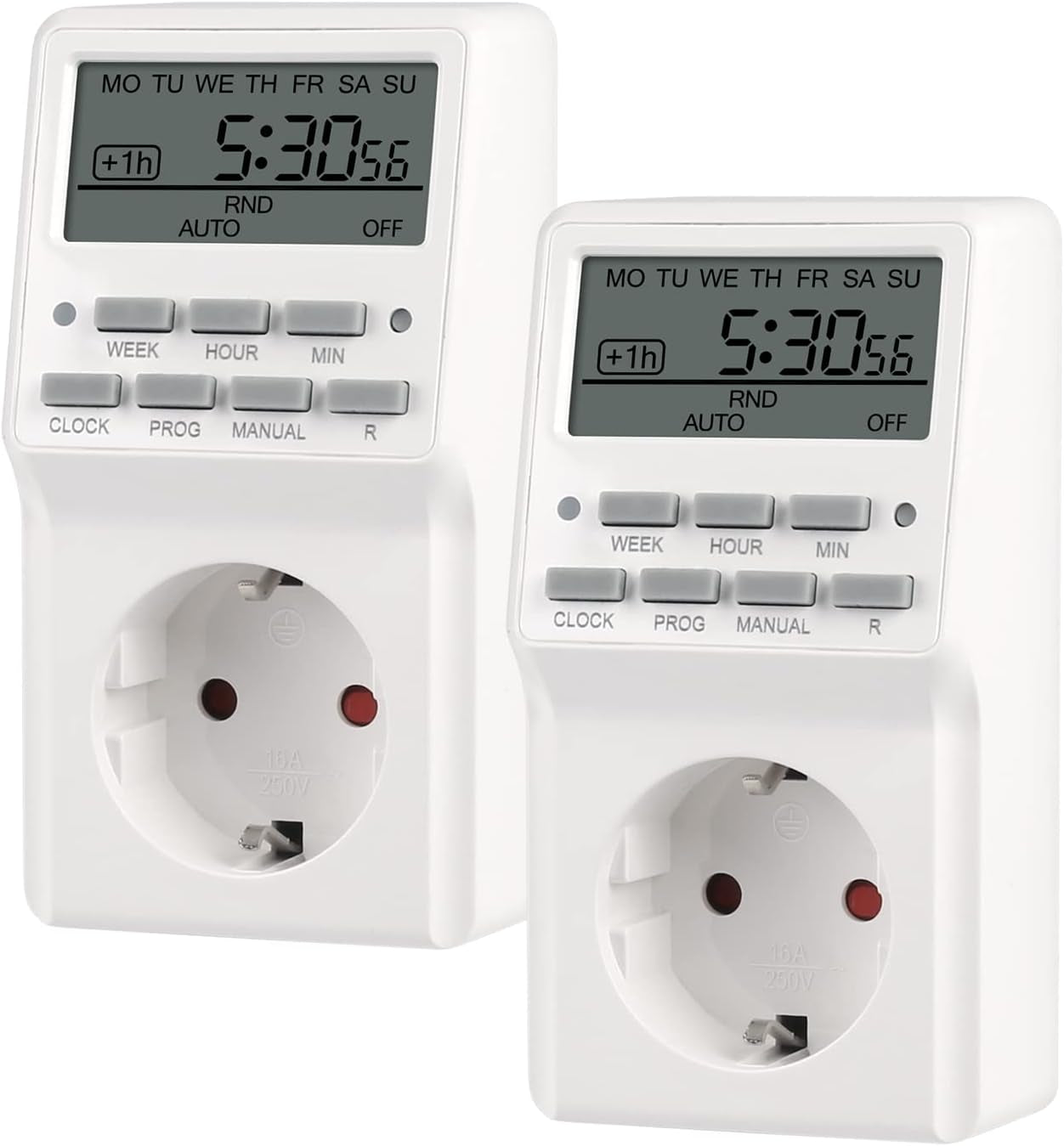 Timer Digitale, Set Di 2 Timer Con 20 Programmi Di Commutazione, Timer Settimanale per Interni, Conto Alla Rovescia, Funzione Casuale, 16 A/3680 W