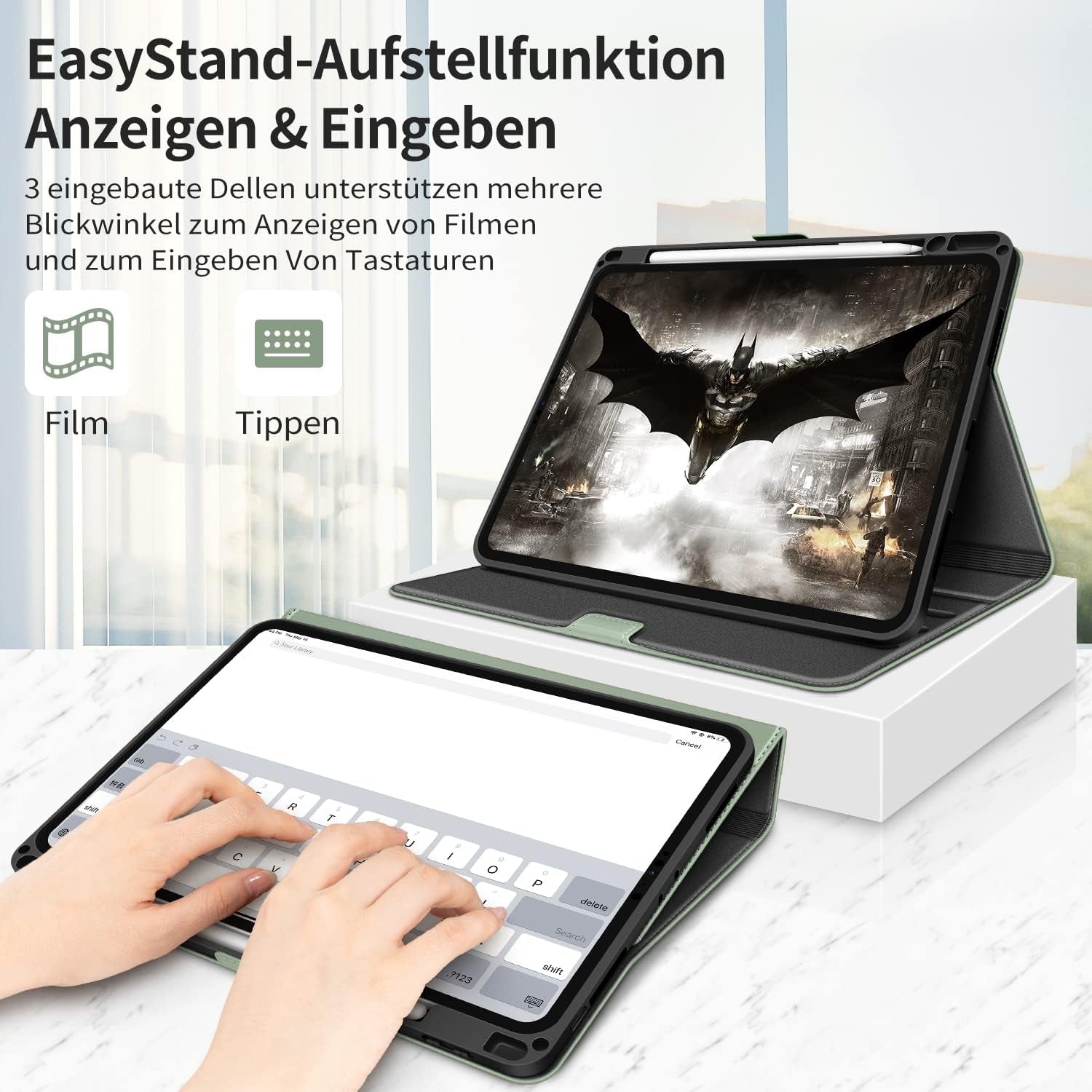 HOLIMET Custodia per Ipad Pro 11 2022 4 Generazione, 2021/2020/2018 (3/2/1A Gen) Ultra Smart Cover Con Pencil Holder per Pencil 2, Auto Svegliati/Sonno Case per Ipad Pro 11 Pollici - Verde