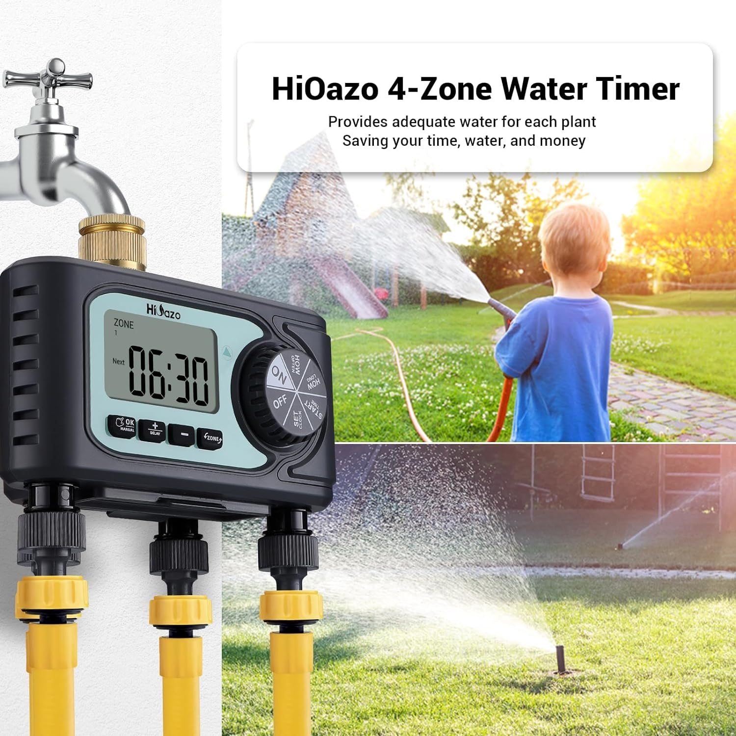 Centralina Irrigazione 4 Vie, 4 Programmi Di Irrigazione, Timer Irrigazione Automatica, Ritardo per Pioggia, Modalità Manuale, Programmatore Irrigazione per Prato E Giardino