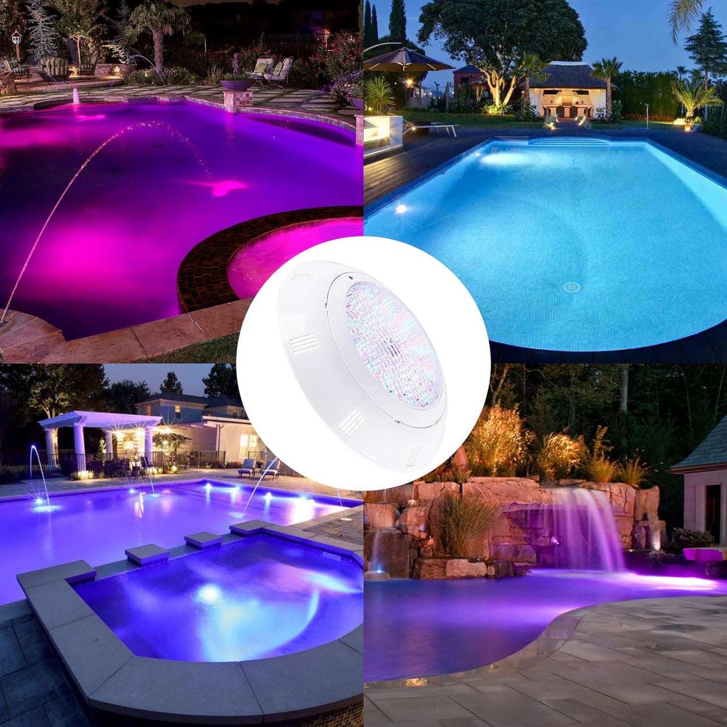 38W Luci Da Piscina PAR56 Impermeabile IP68 Luce per Piscina RGB 12V DC/AC Luci per Piscina LED Con Telecomando 5 Colori Regolabili 12 Modalità Di Illuminazione Faretto per Piscina