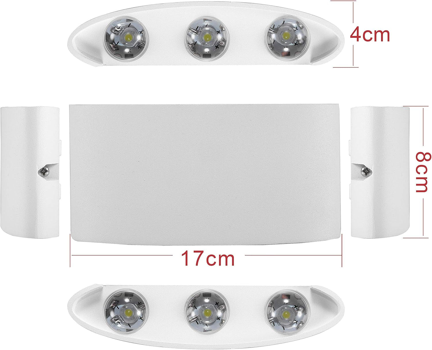 LED 6000K Applique Da Parete, Interno Esterno Lampada Da Parete, Moderno IP65 Impermeabile up down Lampade Da Muro, Alluminio 6X120 ° Angolo Del Fascio (Bianco Freddo)