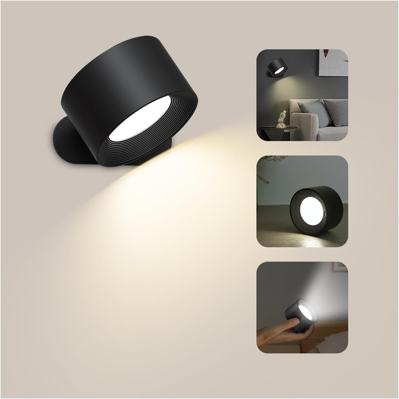 - Lampada Da Lettura a LED, Con Montaggio a Parete, Lampada Da Parete Con Batteria, 1 Pezzo, 3 Livelli Di Luminosità, Sfera Magnetica Girevole a 360°, Controllo Touch, Dimmerabile