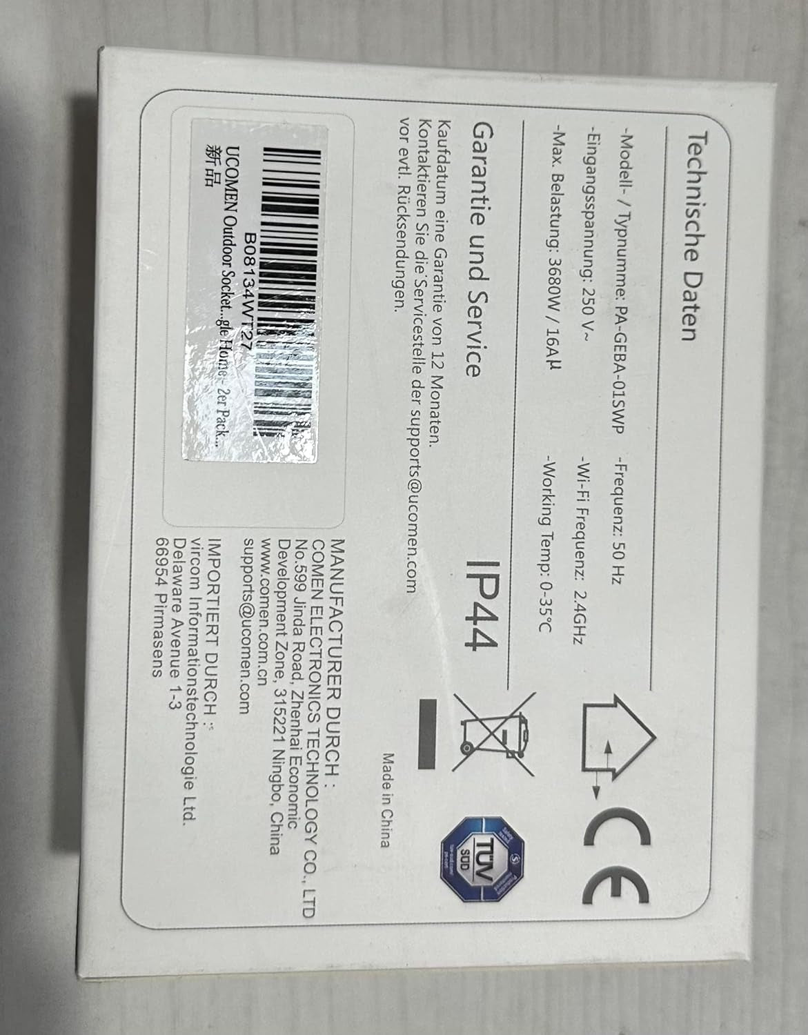 Presa Wifi per Esterno, Compatibile Con Alexa E Google Home Voice Control,Telecomando APP, Funzione Timer, Resistente Alle Intemperie per Interni Ed Esterni, Impermeabile IP44, (2-Pack)