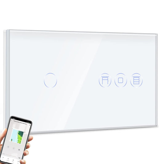 Alexa, Interruttore per Tapparelle, 1 Vano, 1 Via, Wifi Touch, Telecomando Con App Smart Life/Tuya, Interruttore Smart per Tapparelle, Compatibile Con Alexa E Google Home, Colore: Bianco