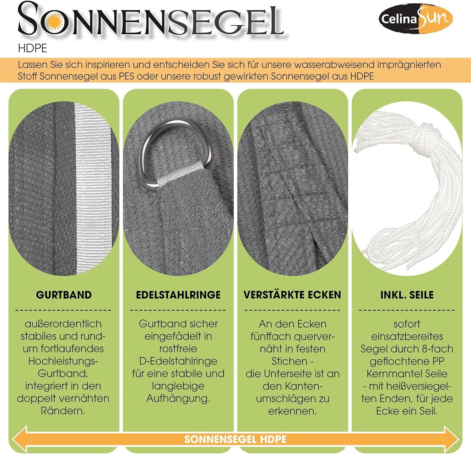 Tenda Parasole a Vela Giardino Balcone HDPE Polietilene Traspirante Triangolo 4 X 4 X 5,65 M Grigio Chiaro