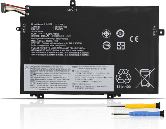 45Wh L17L3P52 L17M3P53 Batteria per Lenovo Thinkpad L480 L490 L580 L590 L14 L15 2020 2021 G1 G2 Gen 1 Gen 2 01AV463 01AV464 01AV465 01AV466 L17C3P52 L17M3P54 SB10K97610 SB10K97611 SB10K97612