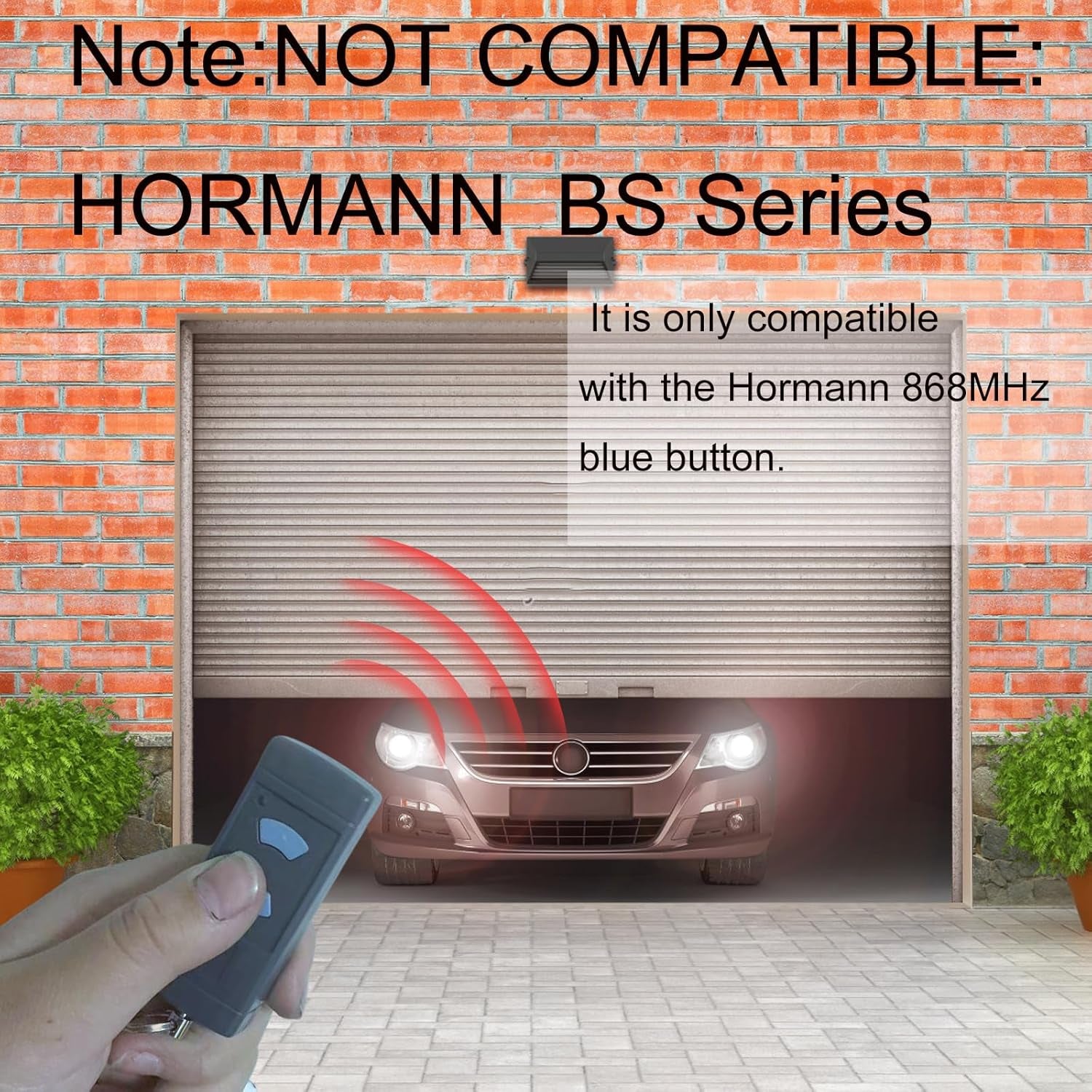 Apriporta Da Garage 868,3 Mhz per Trasmettitore Manuale Hörmann, Telecomando per Porta Del Garage Universale 868 Mhz, Compatibile Con Mhz Hörmann HSM2 HSM4 HS1 HS2 HS4 HSE2 HSZ1 HSZ2 HSP4, 1 Pezzo