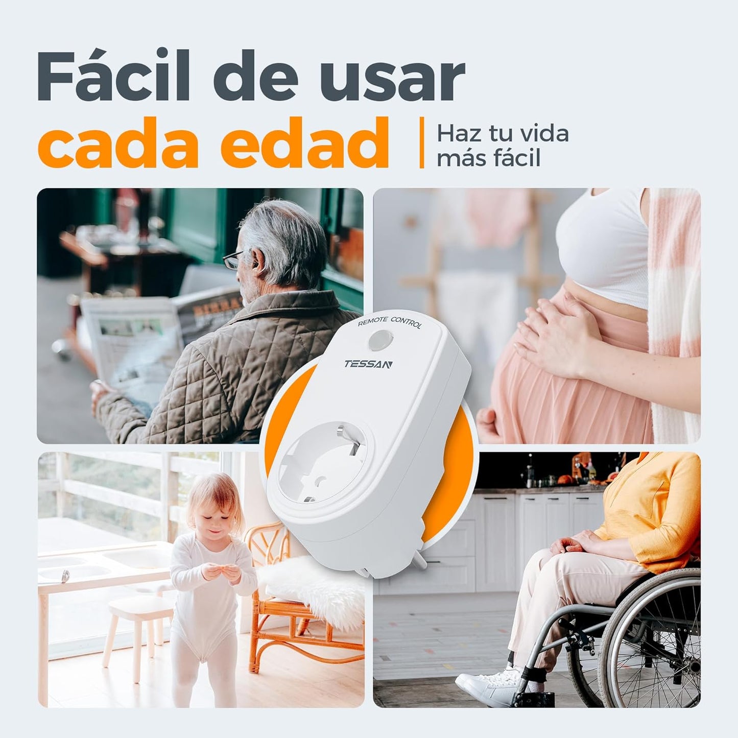 Presa Con Telecomando, 3+1 Insieme Presa Telecomandata, 3600W Prese Telecomandate, 30,5M Presa Con Telecomando a Distanza, Viene Fornito Con Batteria Prese Con Telecomando, Insieme Bianco